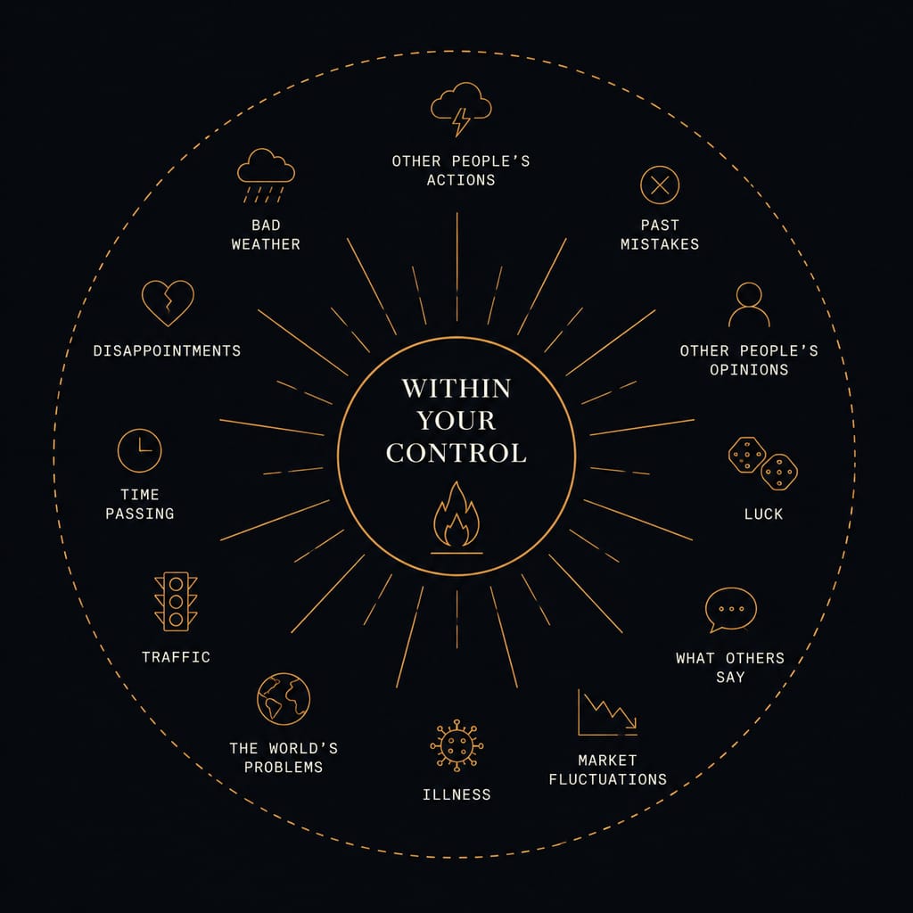 The dichotomy of control &mdash; the core idea shared by Epictetus and Marcus Aurelius