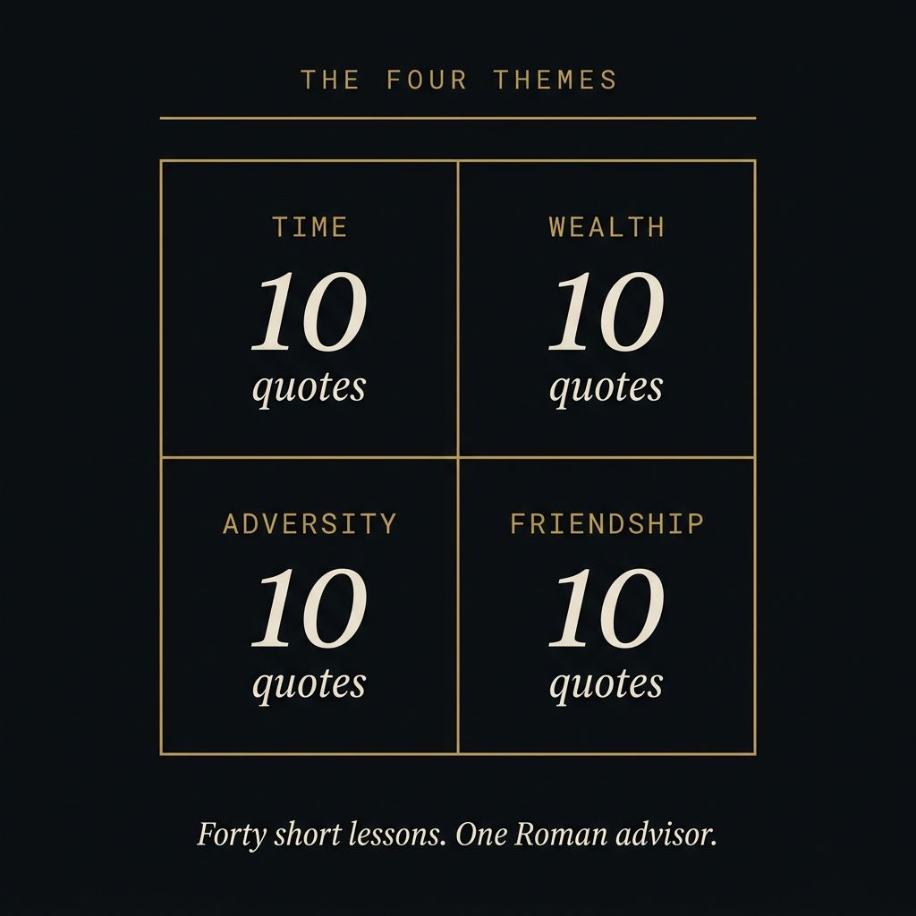 The four themes — time, wealth, adversity, friendship