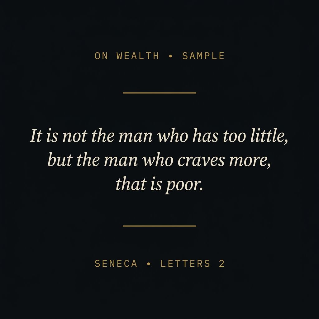 Sample quote card — It is not the man who has too little