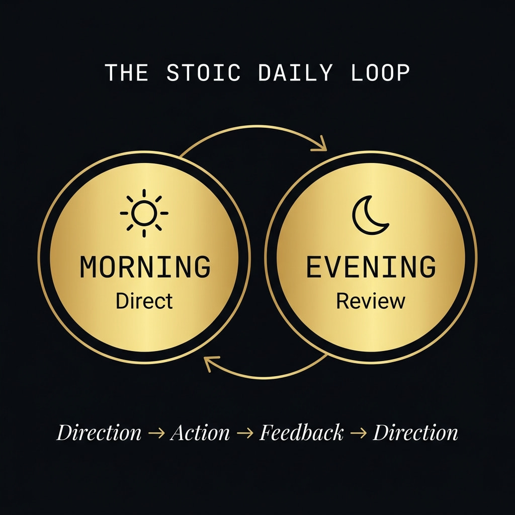 The Stoic daily loop — morning direction and evening review cycle
