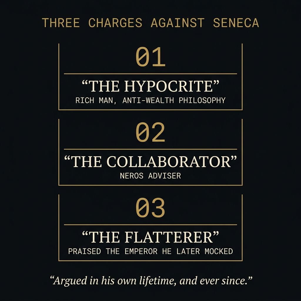 The three charges against Seneca: the hypocrite, the collaborator, the flatterer