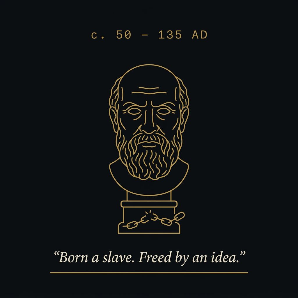 Epictetus &mdash; line-art bust of the philosopher, c. 50 to 135 AD