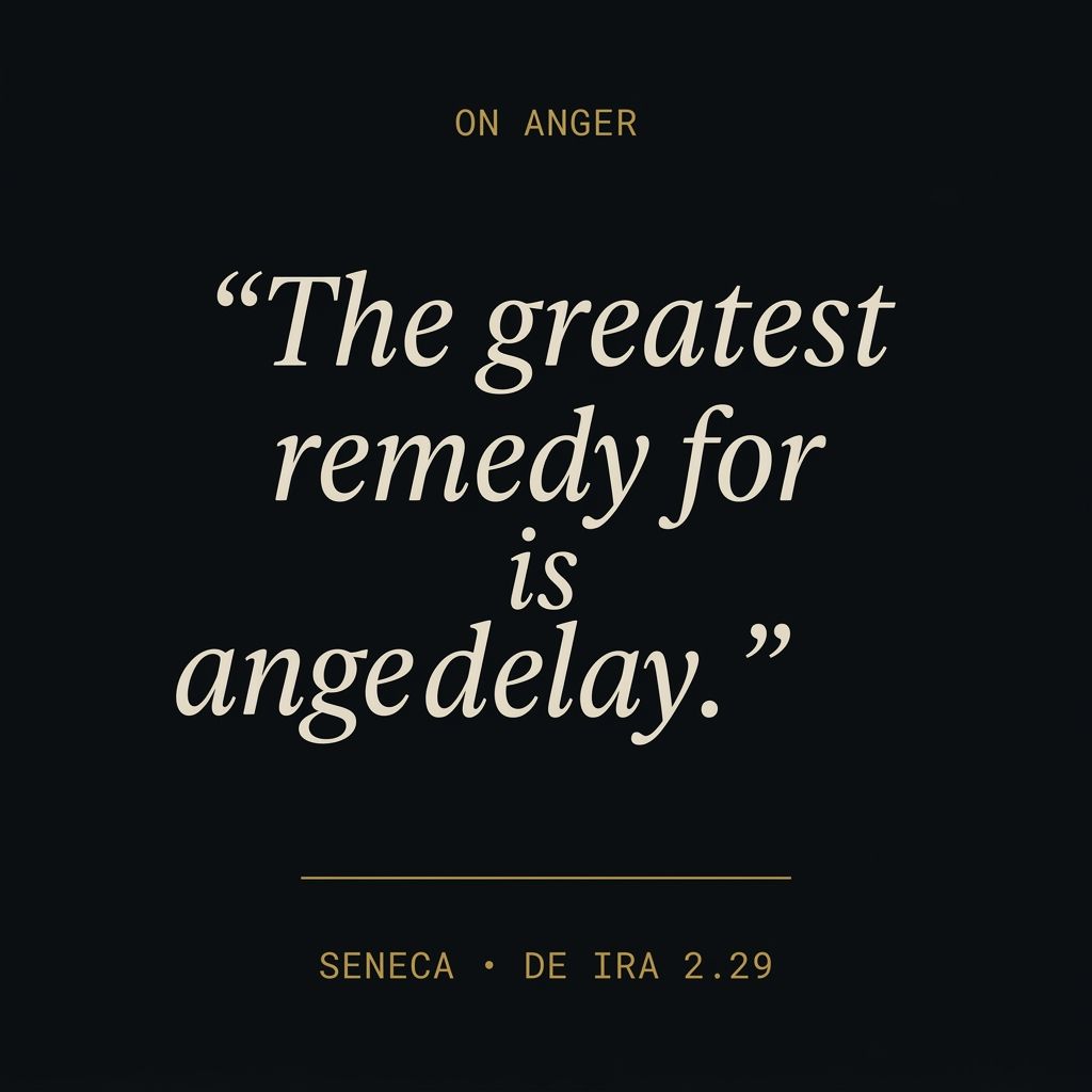&lsquo;The greatest remedy for anger is delay.&rsquo; &mdash; Seneca, De Ira 2.29
