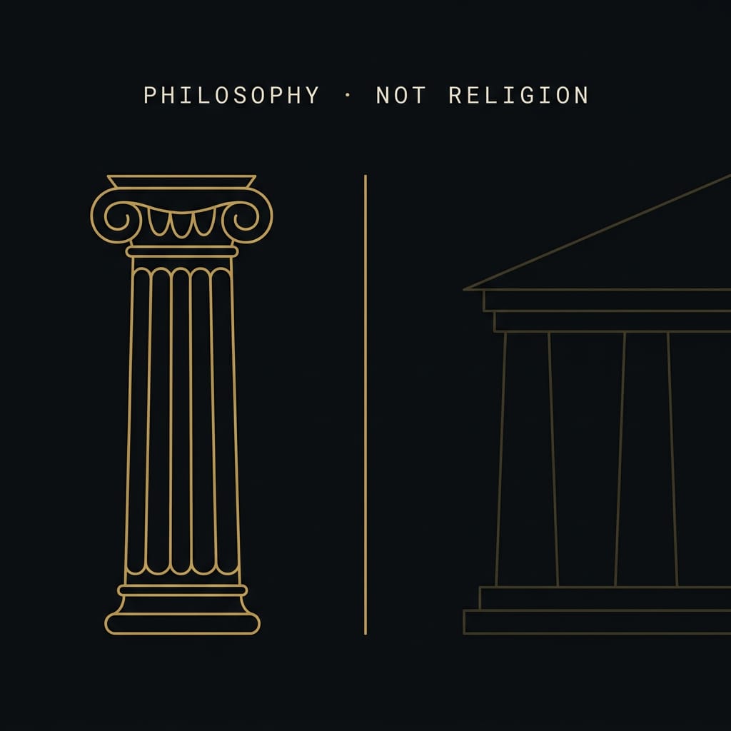 Is Stoicism a religion? &mdash; a philosophy and a religion compared side by side in gold line art