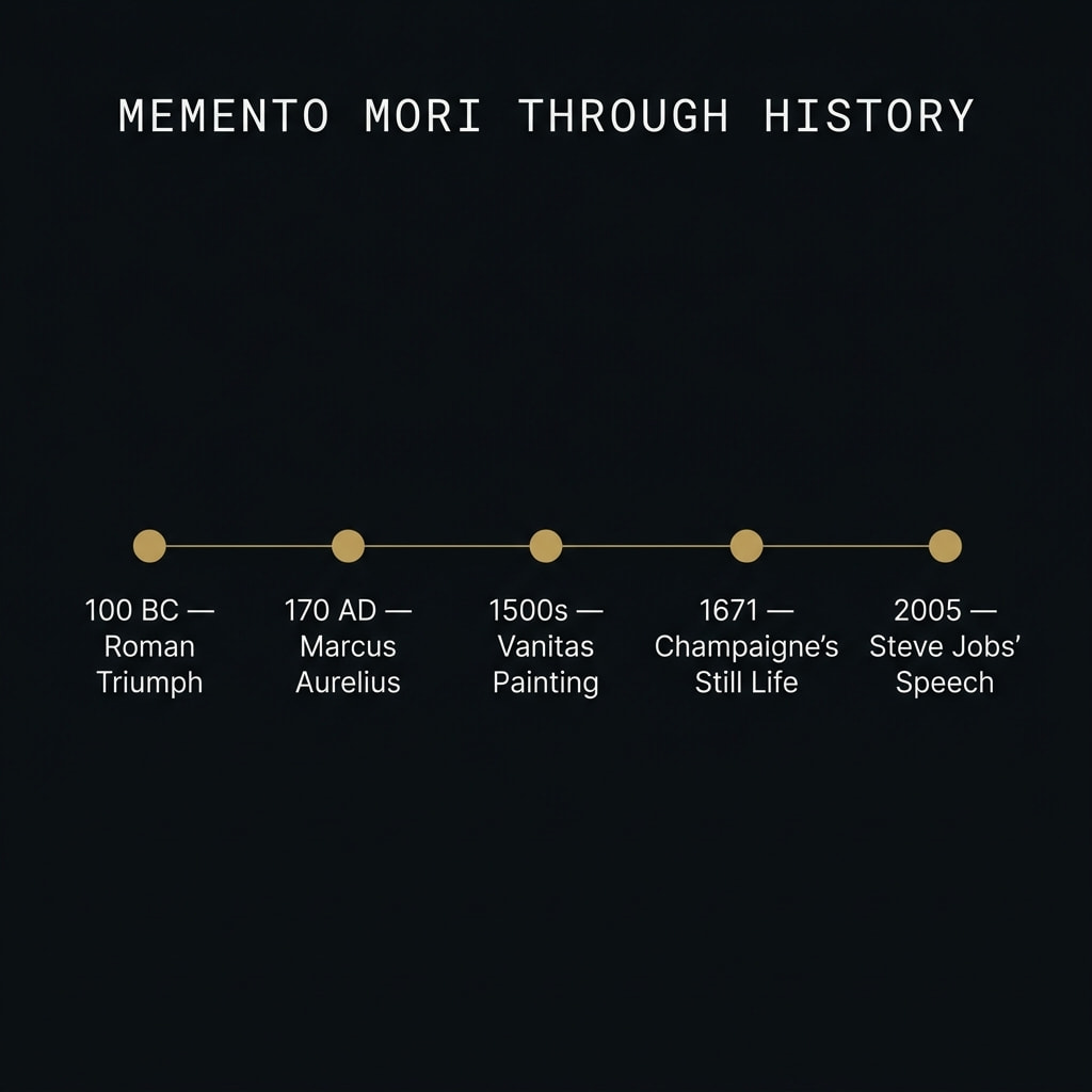Memento mori through history — timeline from Roman triumph to Steve Jobs