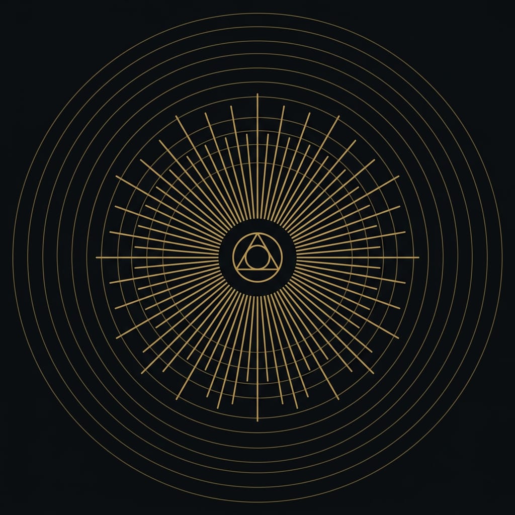 Logos stoicism symbol — a golden radiant circle representing universal reason in Stoic philosophy