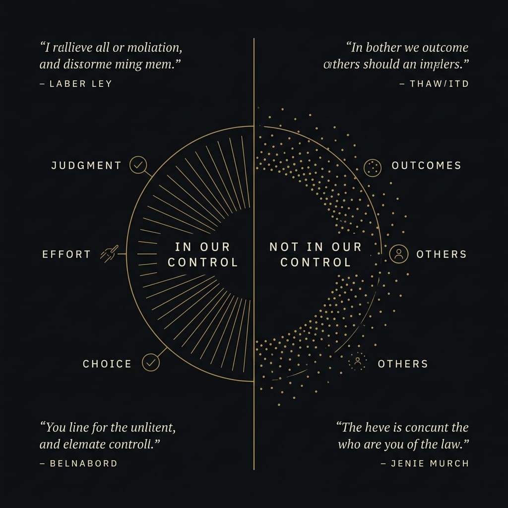 A stoic daily routine shown as a single day from dawn to night in gold line art