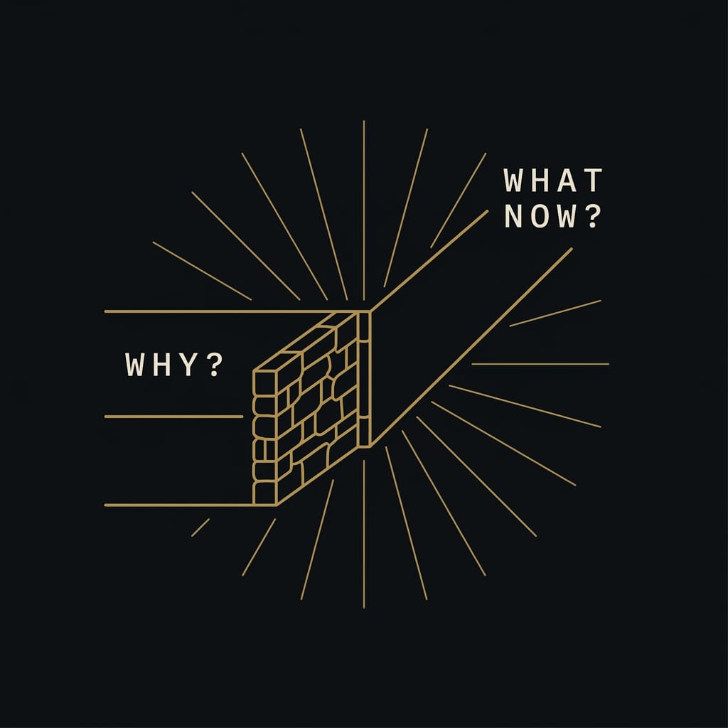 Applying the obstacle is the way meaning &mdash; turning a setback into the next concrete move, gold line art