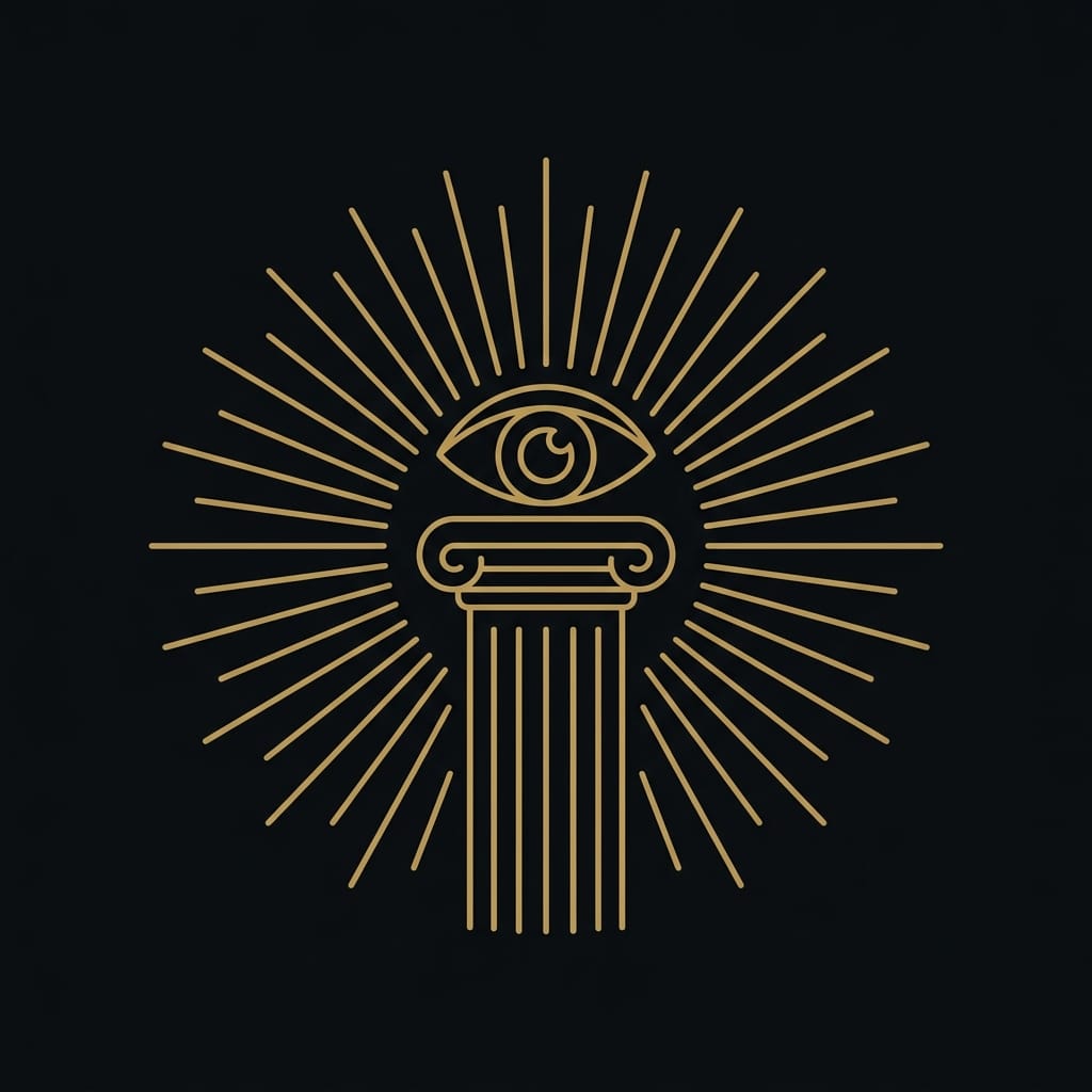 What is Stoicism — line-art illustration of the Stoa Poikile, the Athenian porch where the philosophy began