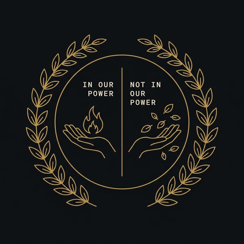 Epictetus's Enchiridion &mdash; line-art illustration of the ancient Stoic handbook, 53 chapters
