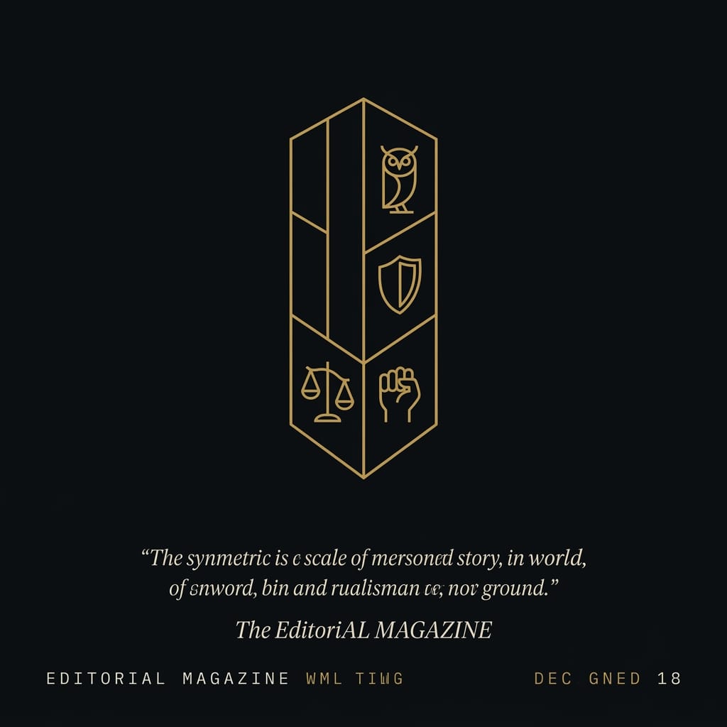 The ten Stoic character traits arranged around the four cardinal virtues, gold line art on dark background