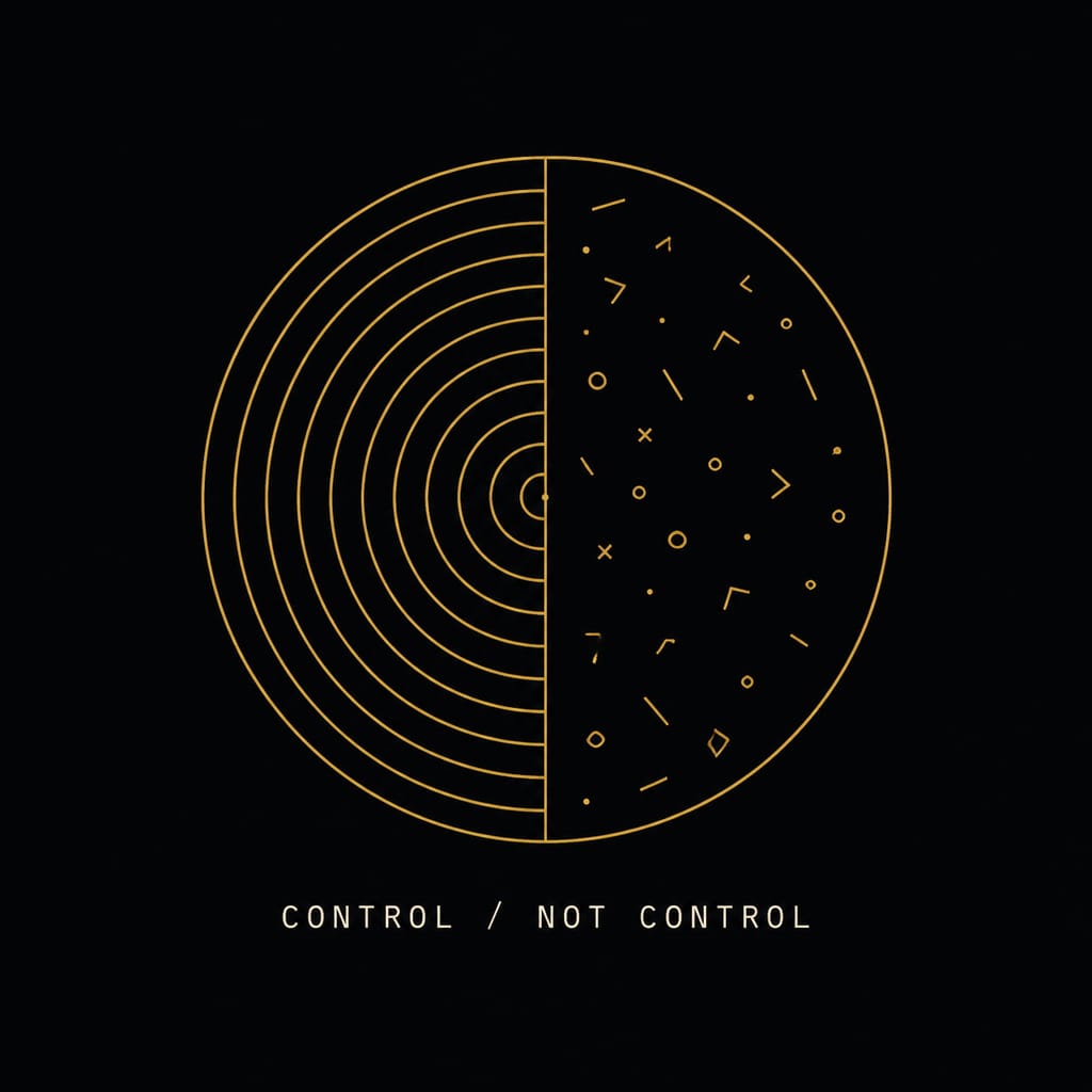 Dichotomy of control examples &mdash; a line-art scale weighing what's yours to control against what isn't